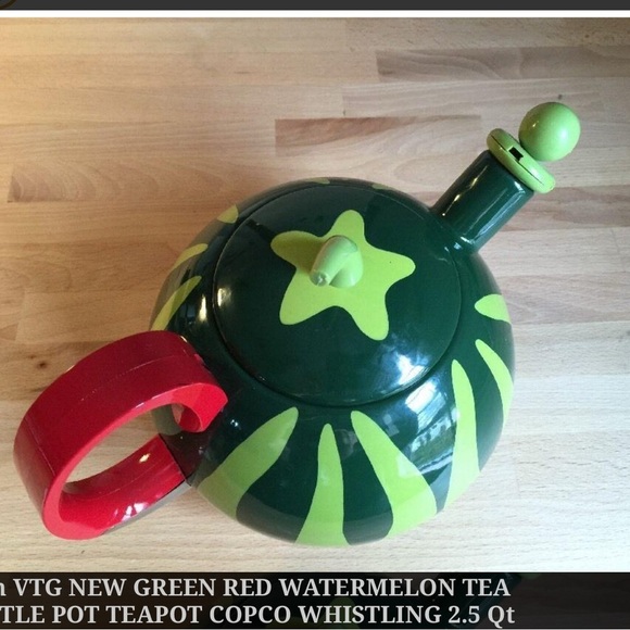 Green and Red Watermelon Teapot for Coffee & Tea Vintage - Picture 2 of 3
